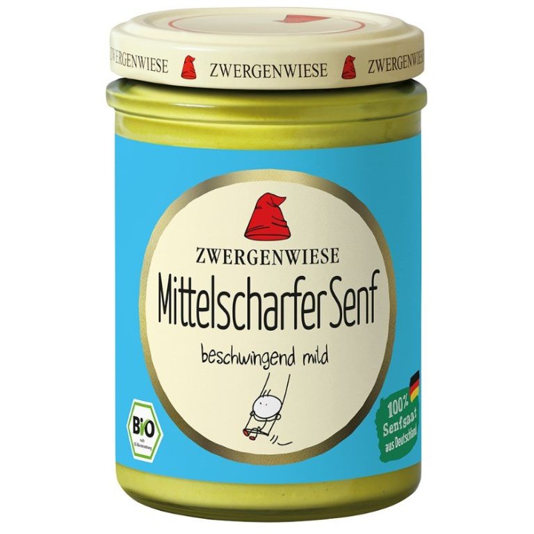 MUSZTARDA ŚREDNIO OSTRA BEZGLUTENOWA BIO 160 ml - ZWERGENWIESE