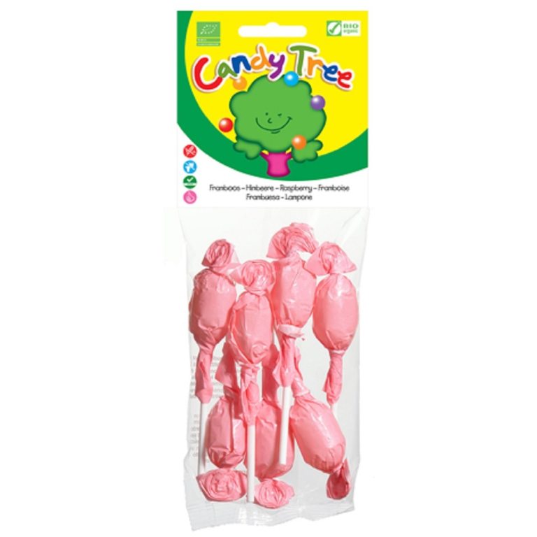 LIZAKI OKRĄGŁE O SMAKU MALINOWYM BEZGLUTENOWE BIO (7 x 10 g) 70 g - CANDY TREE